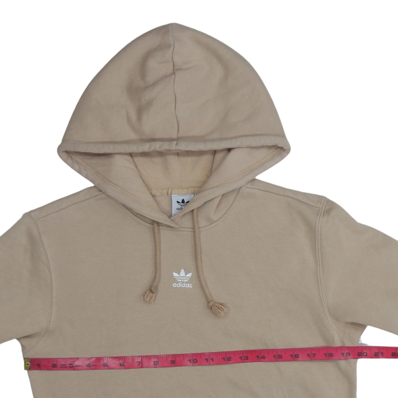 Adidas Womens Beige Pullover Hoodie Medium Cotton Blend Casual