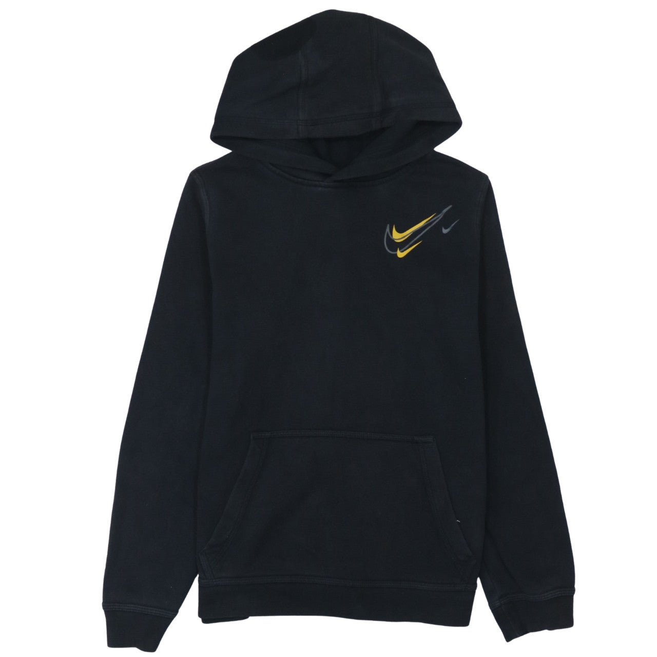 Nike Boys Black XL Pullover Hoodie with Yellow Logo Print
