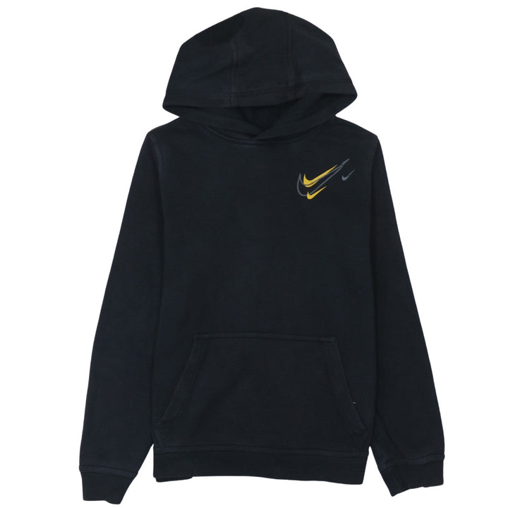 Nike Boys Black XL Pullover Hoodie with Yellow Logo Print