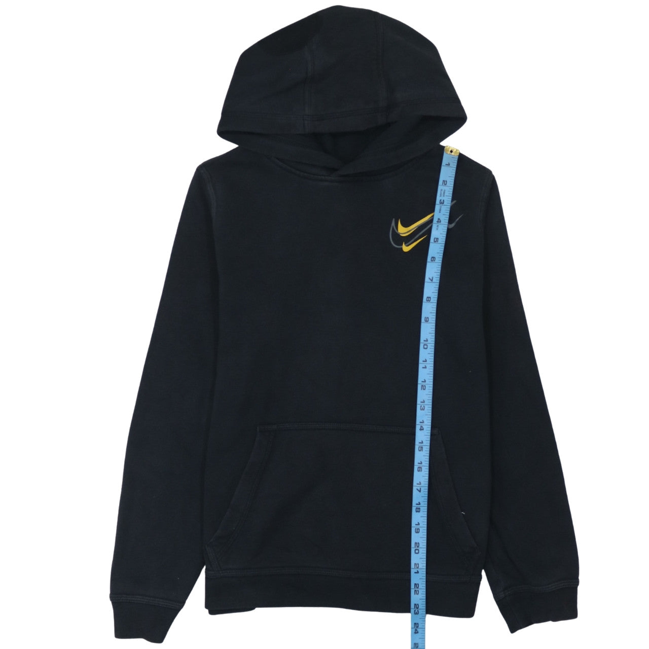 Nike Boys Black XL Pullover Hoodie with Yellow Logo Print