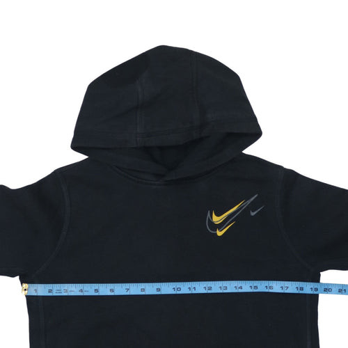 Nike Boys Black XL Pullover Hoodie with Yellow Logo Print