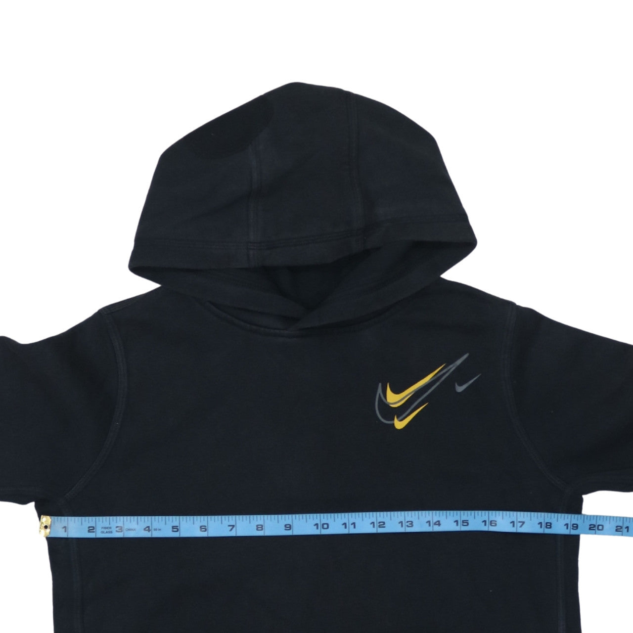 Nike Boys Black XL Pullover Hoodie with Yellow Logo Print
