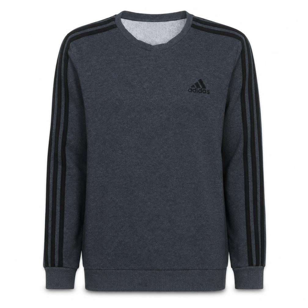 Front view of Adidas Men's Grey Crew Neck Pullover Sweatshirt, size S