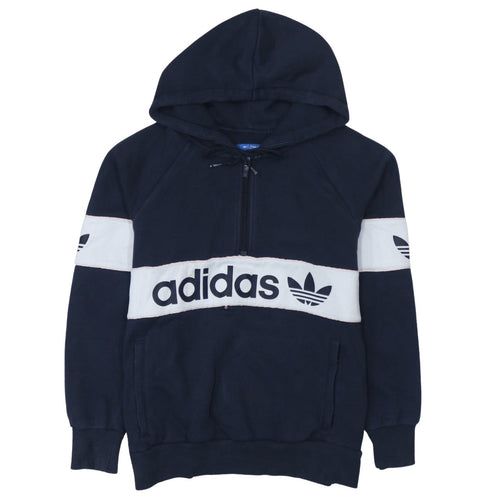 Adidas Originals Womens Navy Hoodie 1/2 Zip Hooded Sweatshirt Size 10