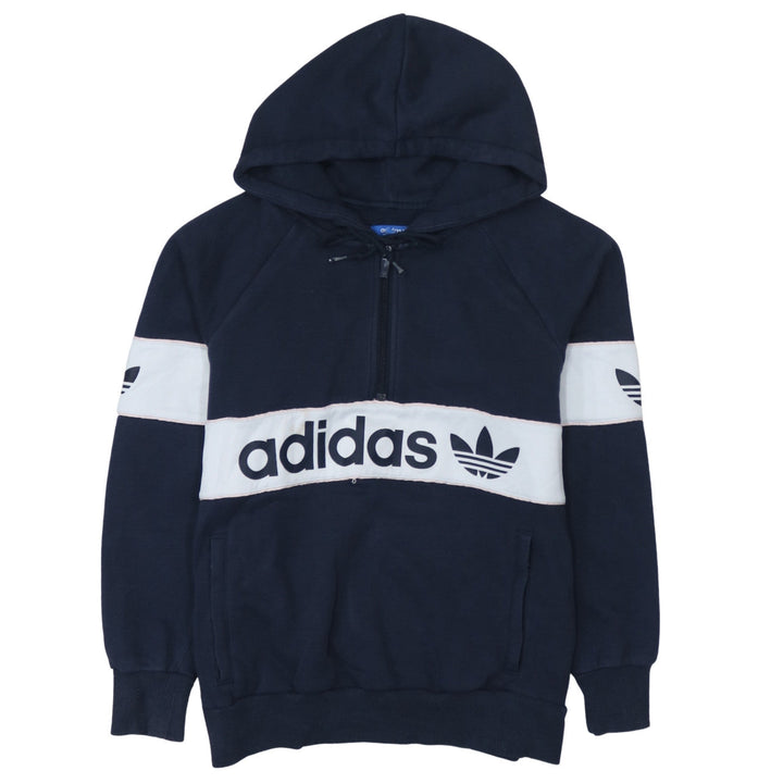 Adidas Originals Womens Navy Hoodie 1/2 Zip Hooded Sweatshirt Size 10