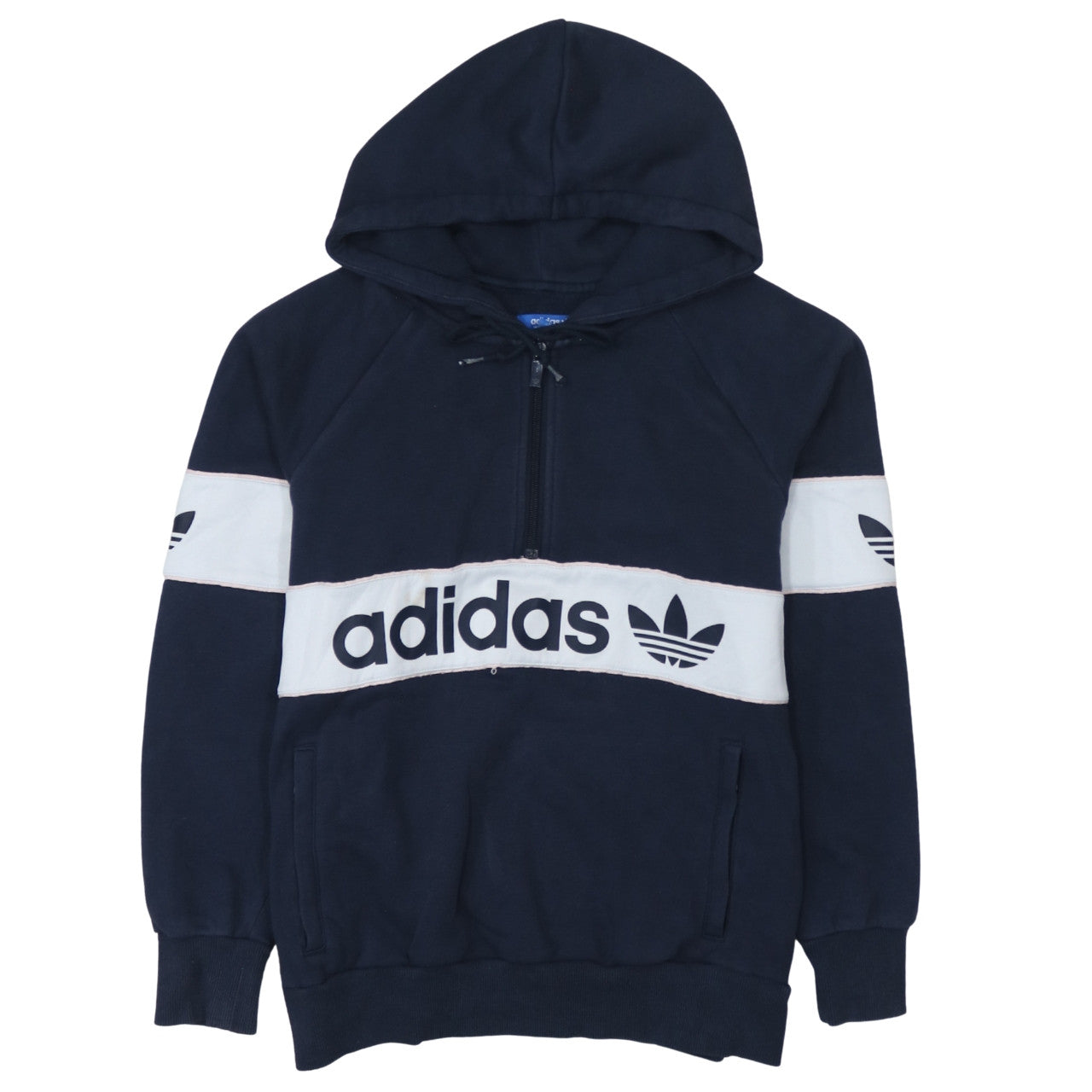 Adidas Originals Womens Navy Hoodie 1/2 Zip Hooded Sweatshirt Size 10