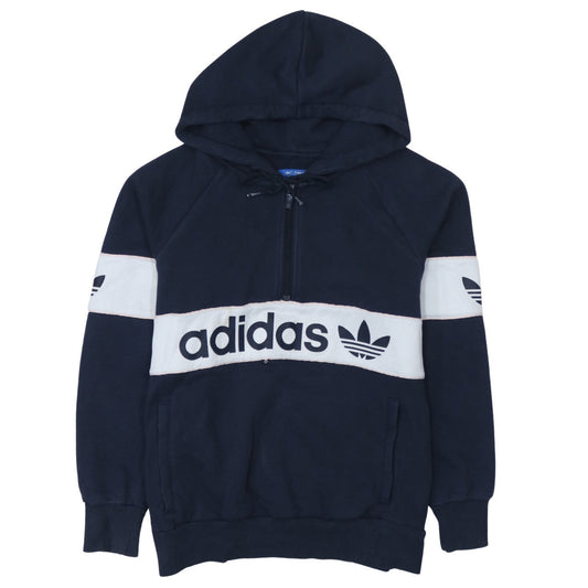 Adidas Originals Womens Navy Hoodie 1/2 Zip Hooded Sweatshirt Size 10