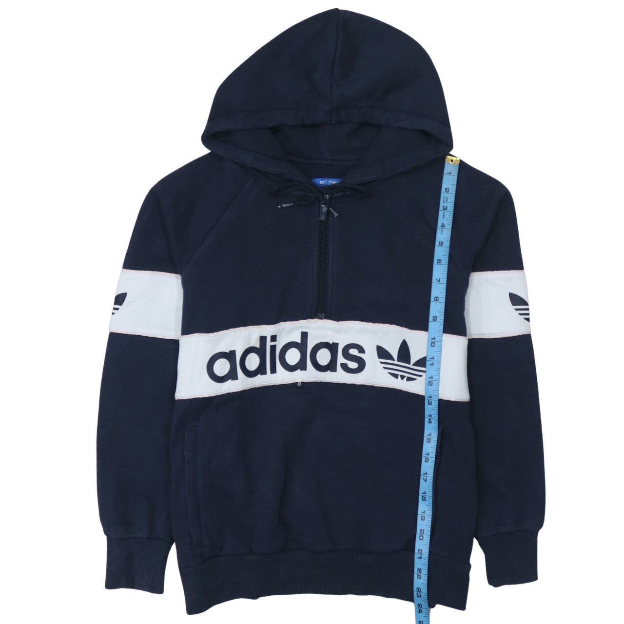 Adidas Originals Womens Navy Hoodie 1/2 Zip Hooded Sweatshirt Size 10
