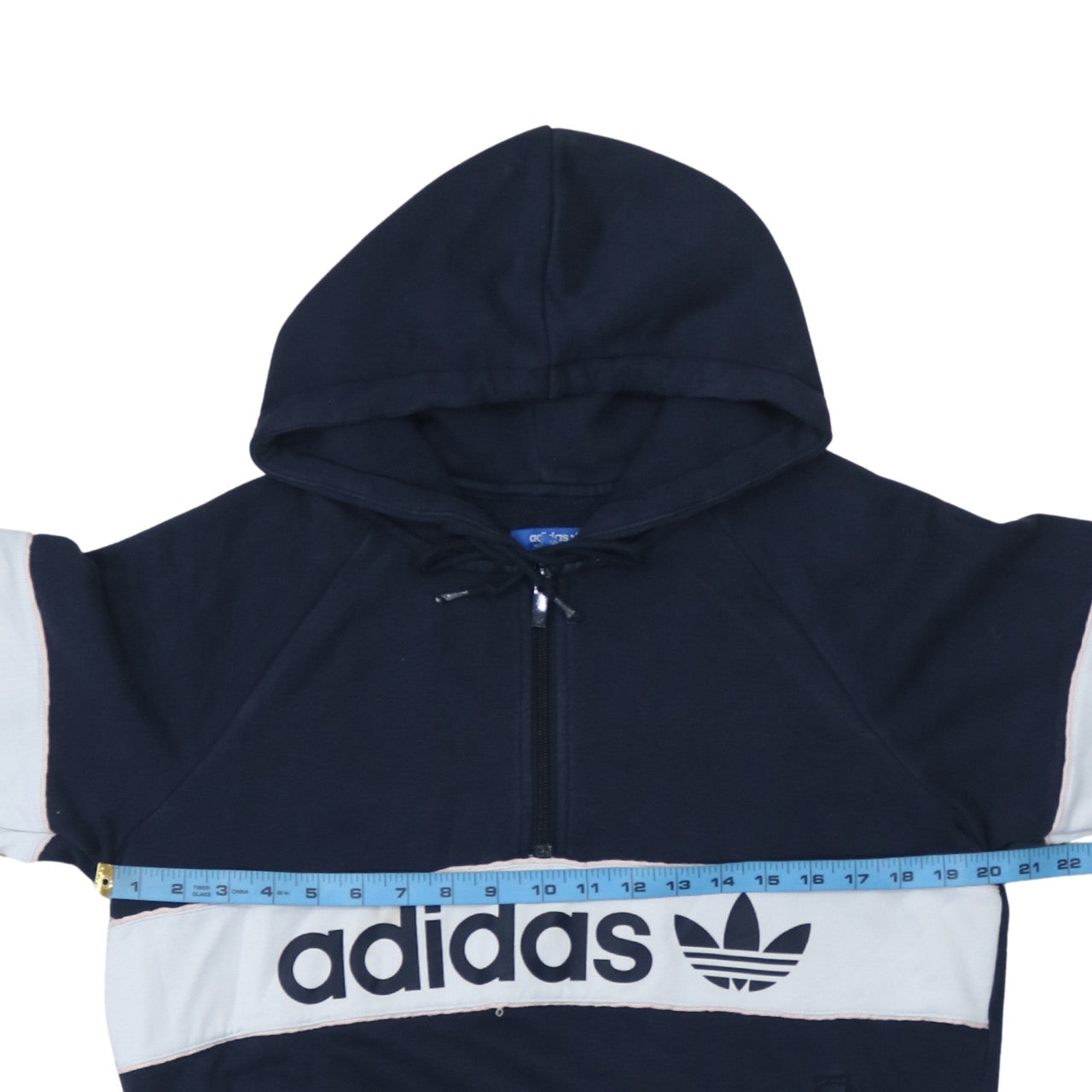 Adidas Originals Womens Navy Hoodie 1/2 Zip Hooded Sweatshirt Size 10
