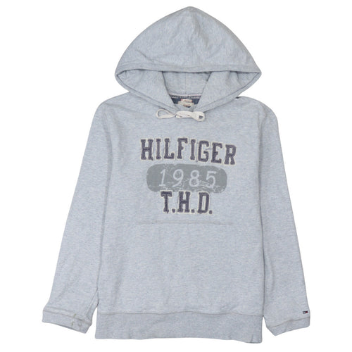 Hilfiger Denim Men's Grey Pullover Hoodie Medium 1985 Logo