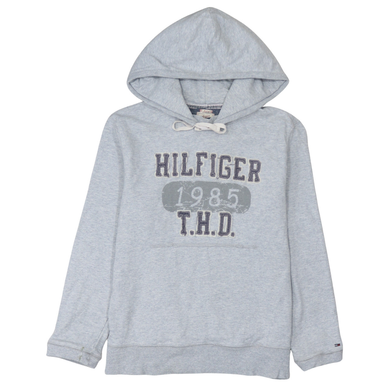 Hilfiger Denim Men's Grey Pullover Hoodie Medium 1985 Logo