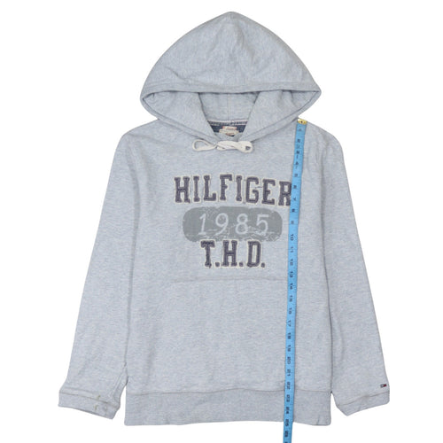 Hilfiger Denim Men's Grey Pullover Hoodie Medium 1985 Logo