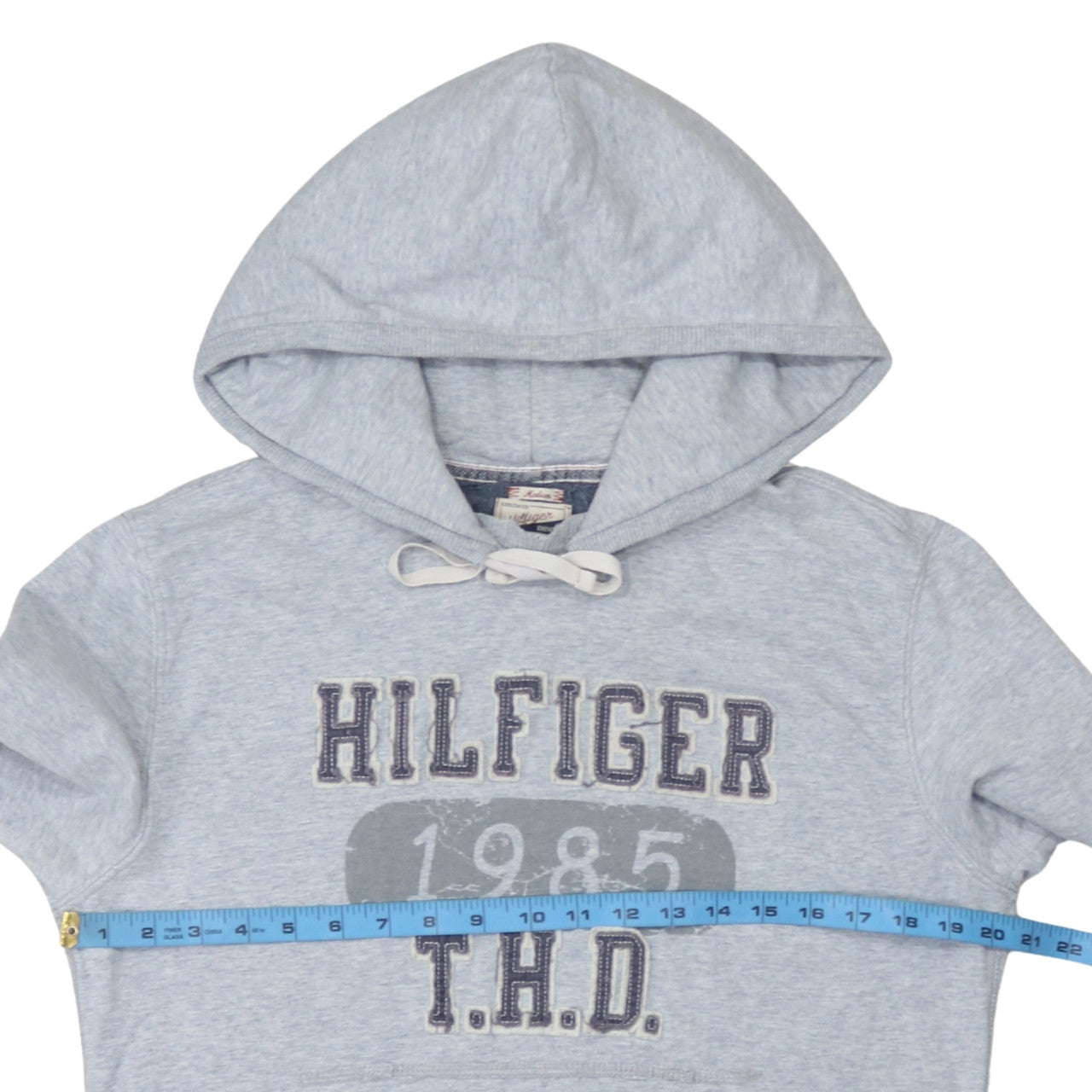 Hilfiger Denim Men's Grey Pullover Hoodie Medium 1985 Logo