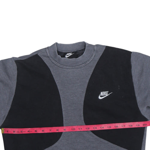 Nike Men's Grey Black Logo Crew Neck Pullover Sweatshirt 2XL