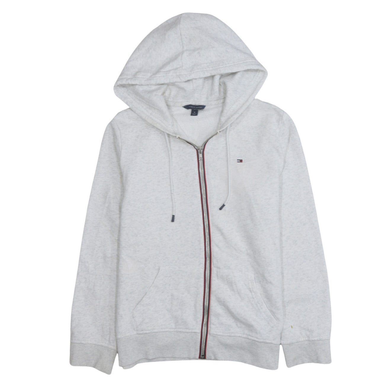 Tommy Hilfiger Men’s Grey Full Zip Hoodie M Logo Fleece Casual