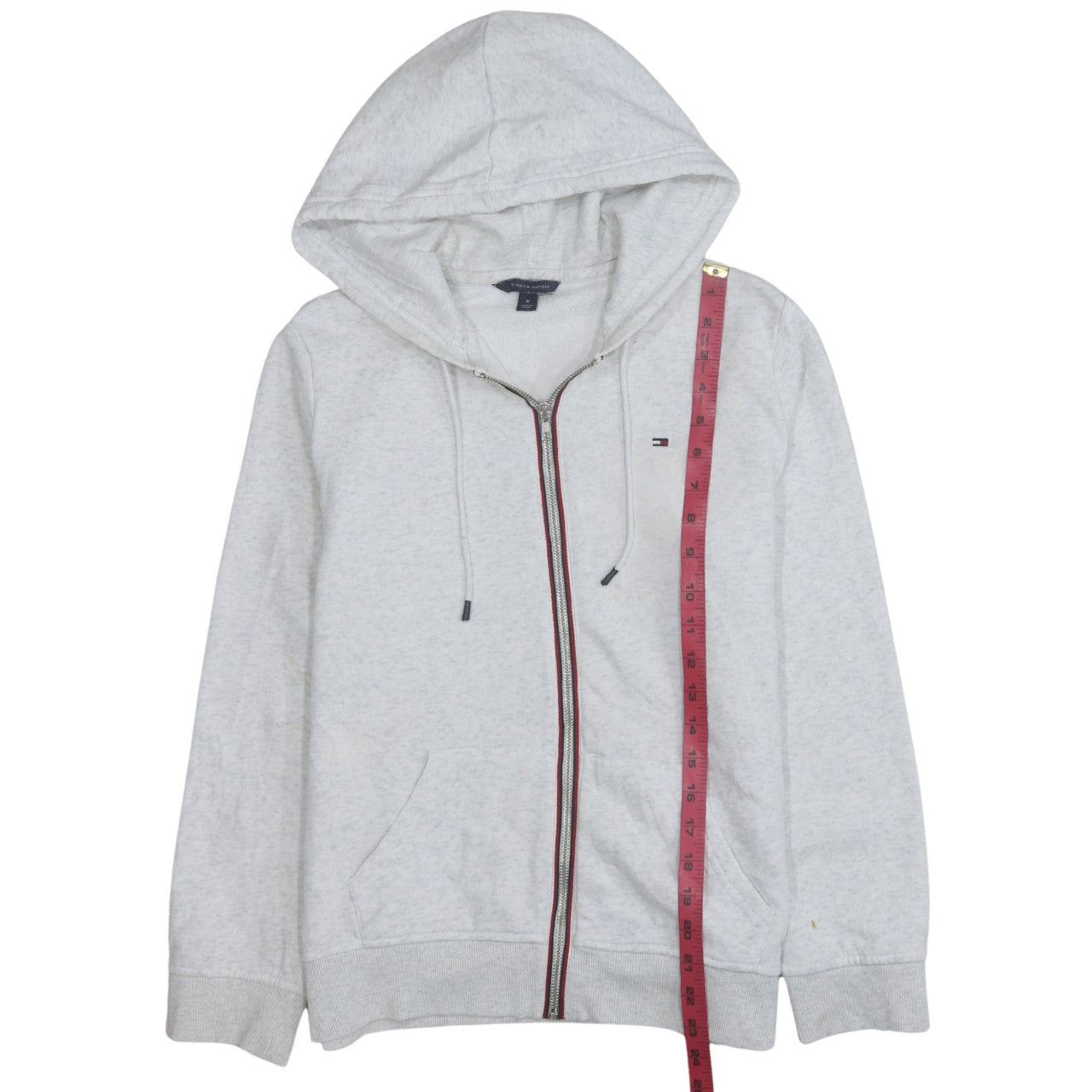 Tommy Hilfiger Men’s Grey Full Zip Hoodie M Logo Fleece Casual