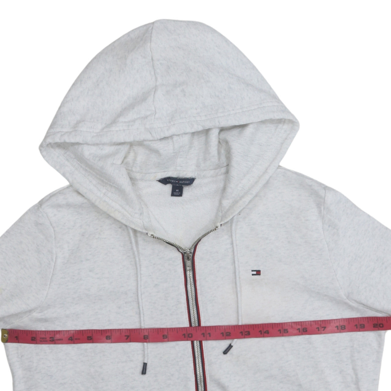 Tommy Hilfiger Men’s Grey Full Zip Hoodie M Logo Fleece Casual