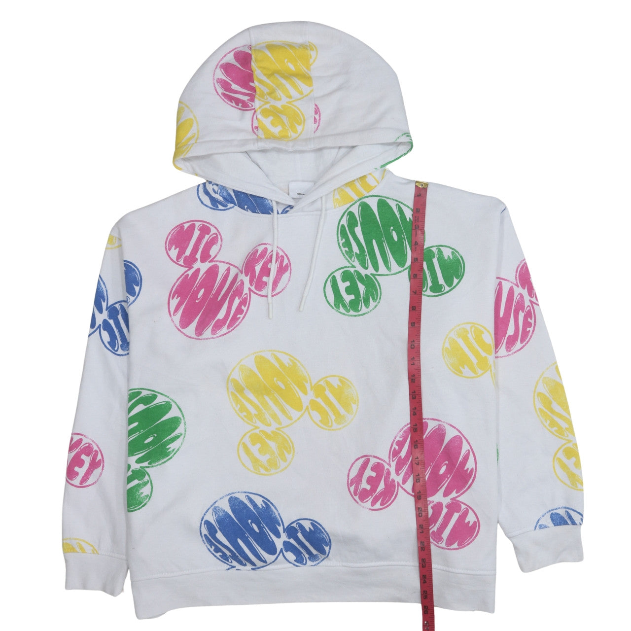 Disney Women White Multicoloured Mickey Mouse Hoodie 2XL Pullover