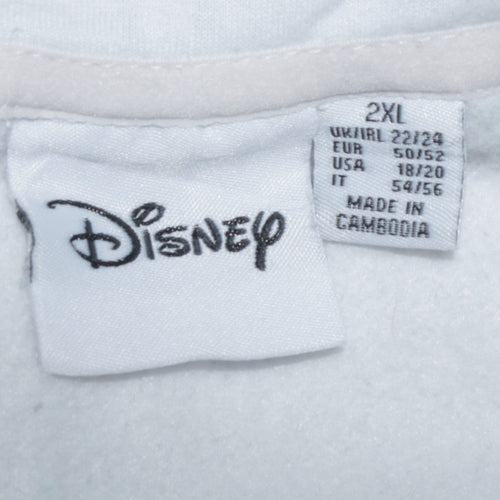 Disney Women White Multicoloured Mickey Mouse Hoodie 2XL Pullover