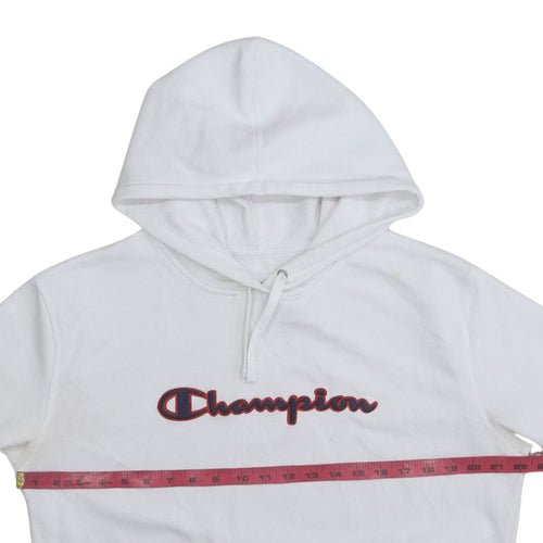 Champion Women White Hoodie Large Logo Pullover