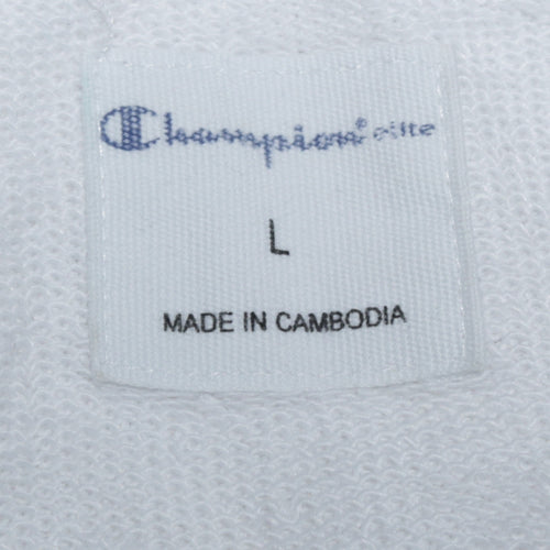 Champion Women White Hoodie Large Logo Pullover