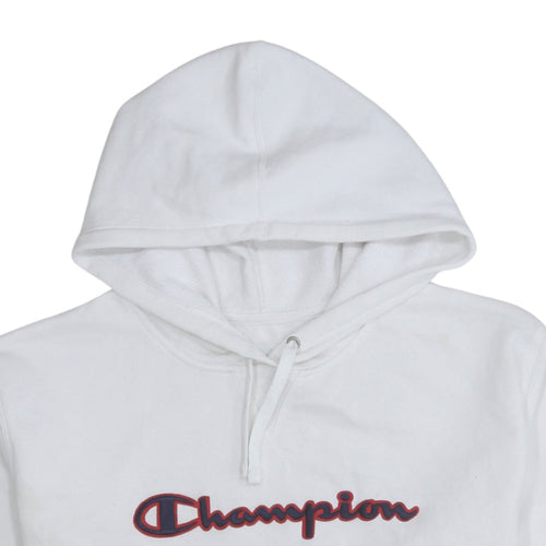 Champion Women White Hoodie Large Logo Pullover