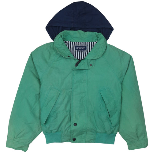 Nautica Women’s Green Cotton Hooded Bomber Jacket XL