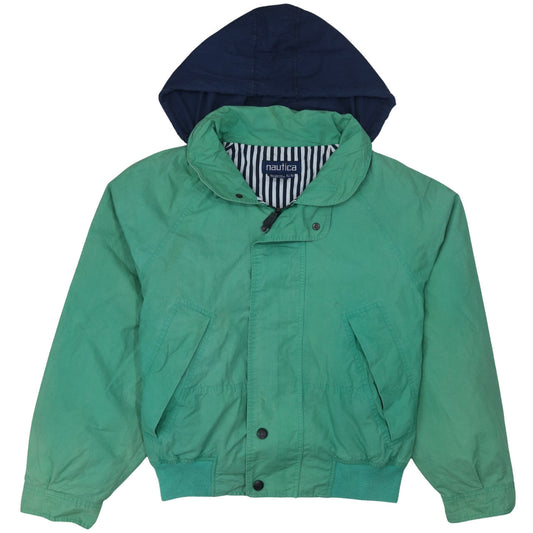 Nautica Women’s Green Cotton Hooded Bomber Jacket XL