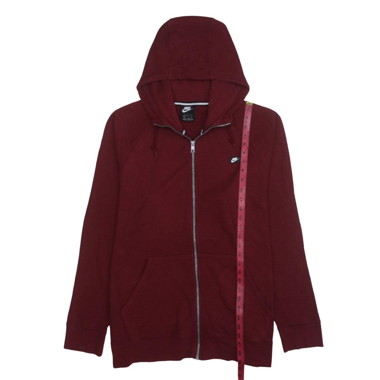 Nike Mens Burgundy Full Zip Hoodie XL Cotton Blend Casual Wear