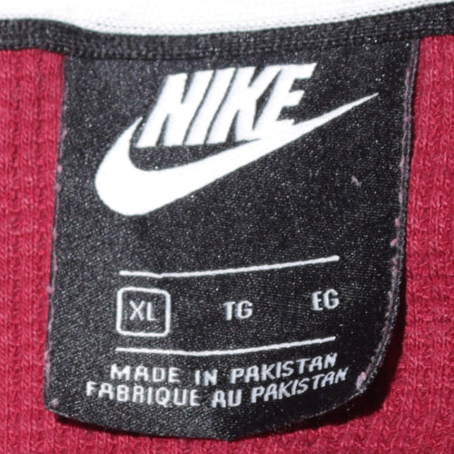 Nike Mens Burgundy Full Zip Hoodie XL Cotton Blend Casual Wear