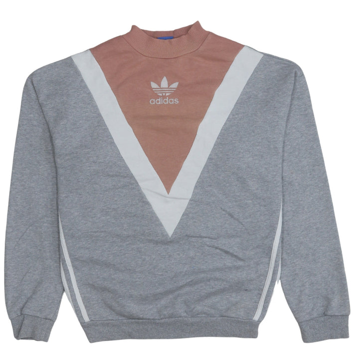 Adidas Women’s Grey Pink Colourblock Pullover Sweatshirt Size 14A
