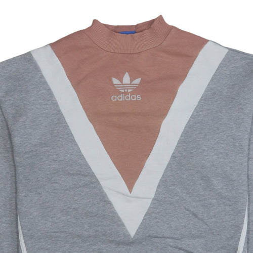 Adidas Women’s Grey Pink Colourblock Pullover Sweatshirt Size 14A