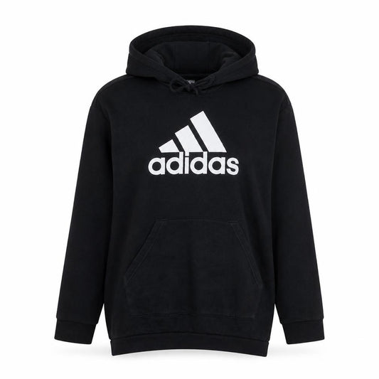 Front view of Adidas Women's Black Pullover Hoodie Medium Logo Fleece Sweatshirt