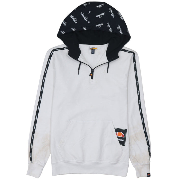 Ellesse Men’s White Small 1/2 Zip Hoodie with Logo Detail