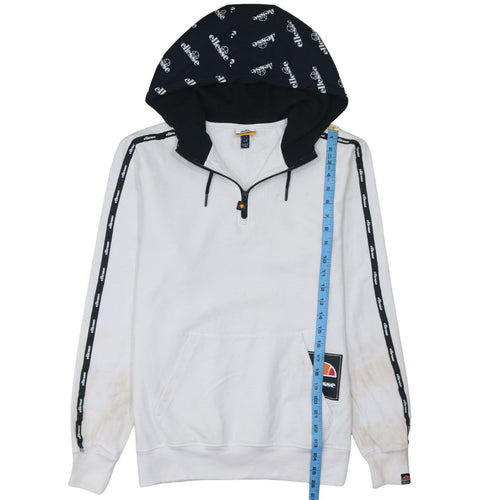 Ellesse Men’s White Small 1/2 Zip Hoodie with Logo Detail