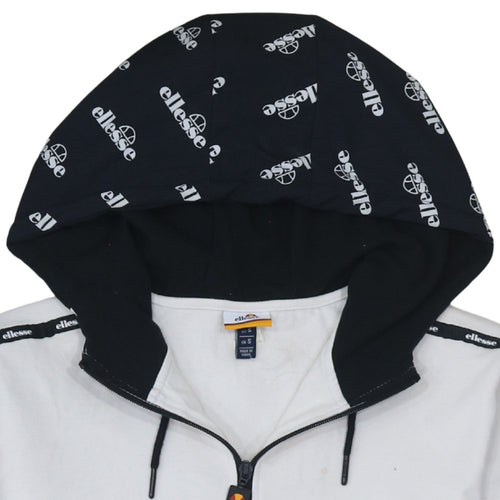 Ellesse Men’s White Small 1/2 Zip Hoodie with Logo Detail