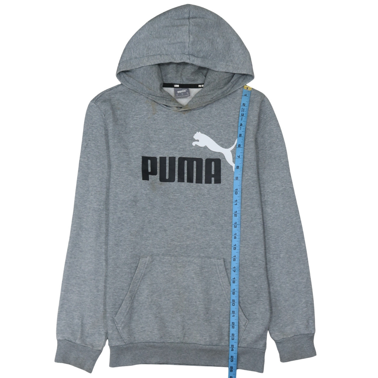 Puma Men's Grey XS Pullover Hoodie with Logo Front