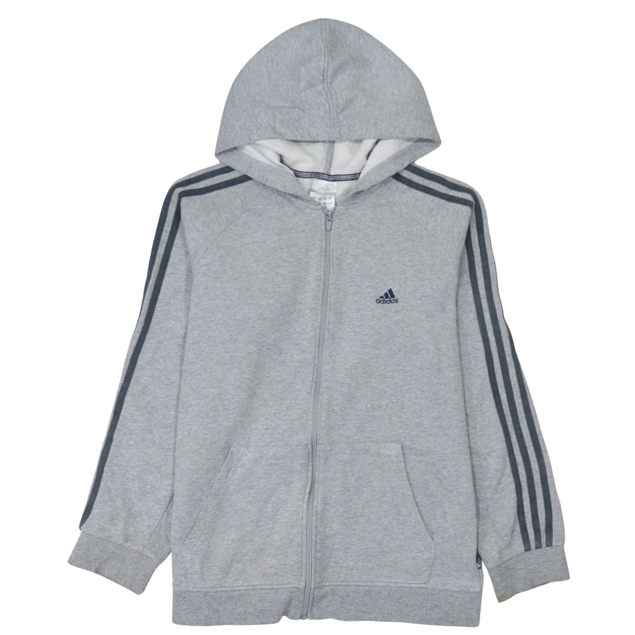 Adidas Men's Grey Full Zip Hoodie Size L Sports Fleece Sweatshirt