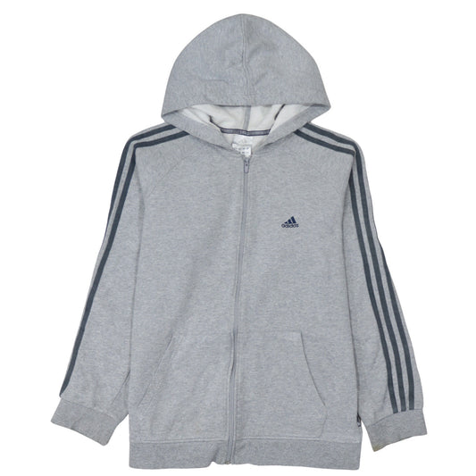 Adidas Men's Grey Full Zip Hoodie Size L Sports Fleece Sweatshirt