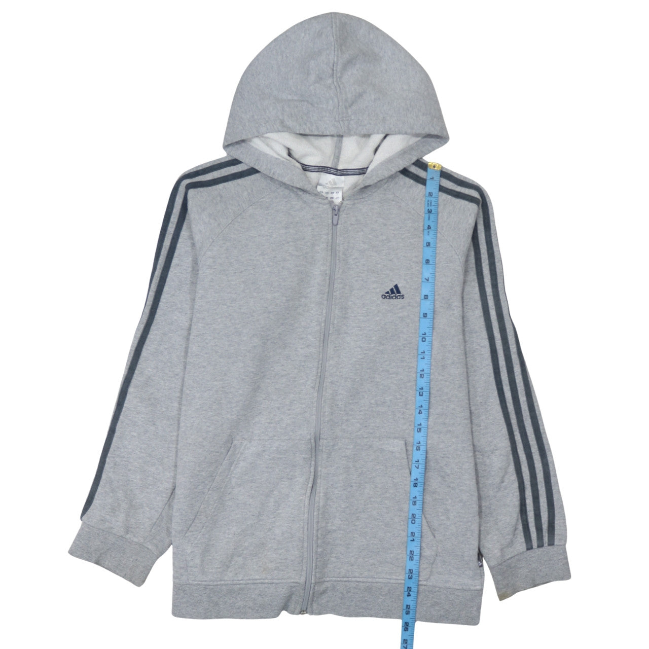 Adidas Men's Grey Full Zip Hoodie Size L Sports Fleece Sweatshirt