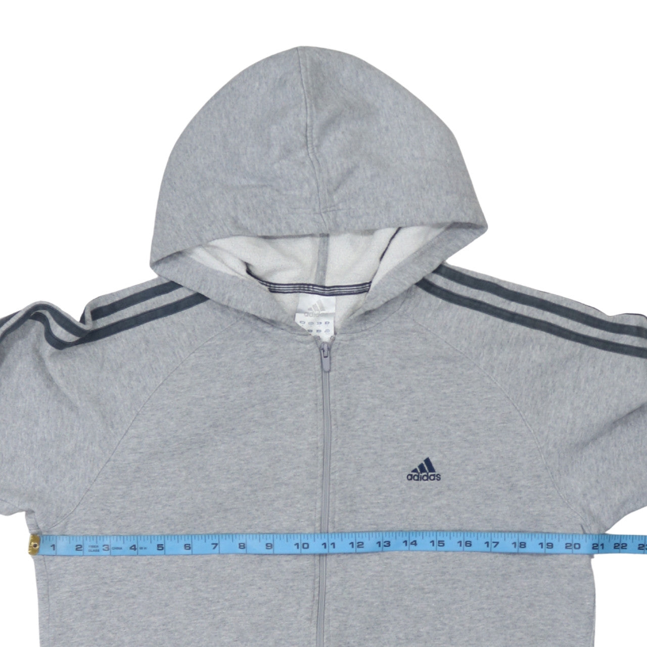 Adidas Men's Grey Full Zip Hoodie Size L Sports Fleece Sweatshirt