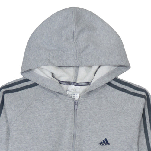 Adidas Men's Grey Full Zip Hoodie Size L Sports Fleece Sweatshirt