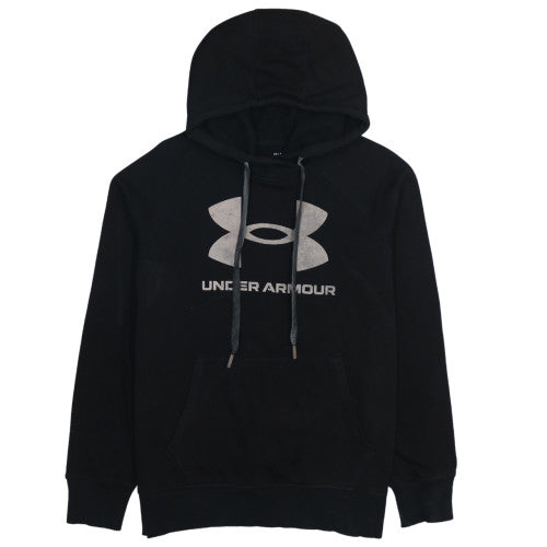 Under Armour Boys Black Pullover Hoodie Small Loose Fit Graphic Print