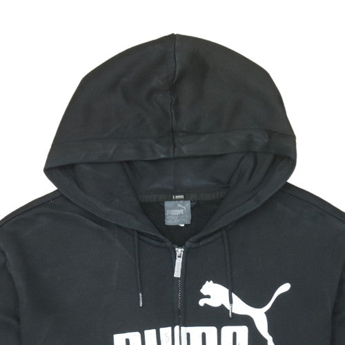 Puma Men's Black Full Zip Hoodie L Sports Logo Sweatshirt