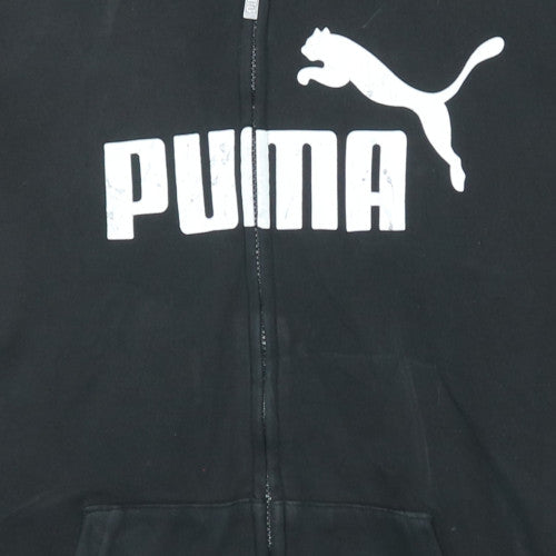 Puma Men's Black Full Zip Hoodie L Sports Logo Sweatshirt