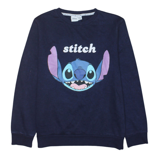 Disney Women’s Navy Blue Stitch Sweatshirt UK 10/12 Small