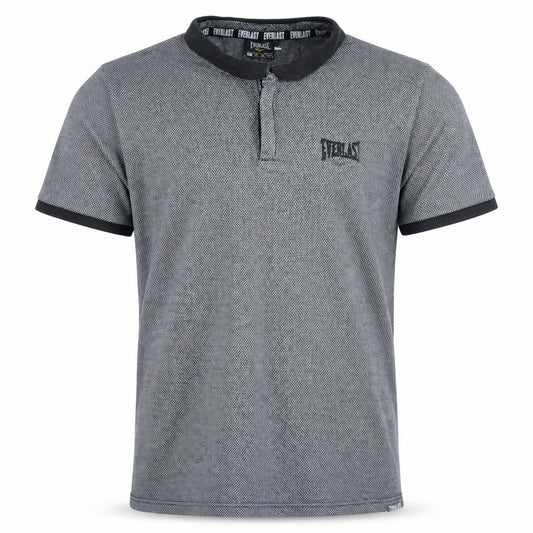Front view of Everlast Men's Grey Short Sleeve Polo Shirt, size M, Casual Sportswear