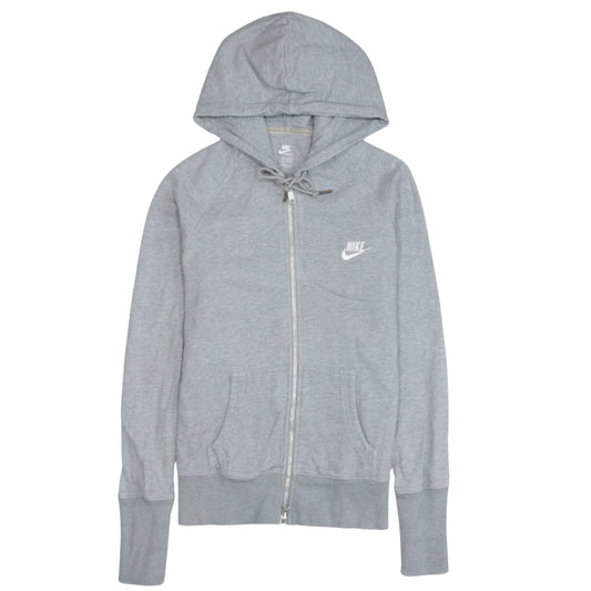 Nike Women Grey Full Zip Hoodie Size L Cotton Blend Casual