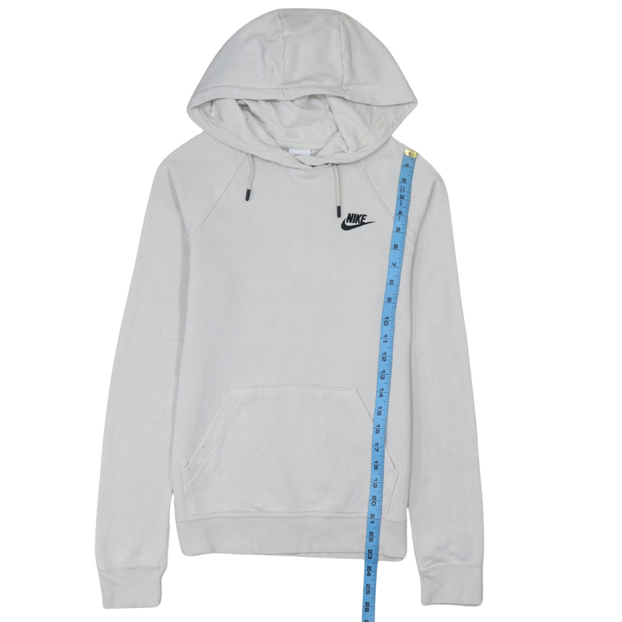 Nike Womens Beige XS Pullover Hoodie Cotton Blend Logo Sweatshirt