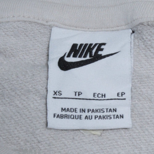 Nike Womens Beige XS Pullover Hoodie Cotton Blend Logo Sweatshirt